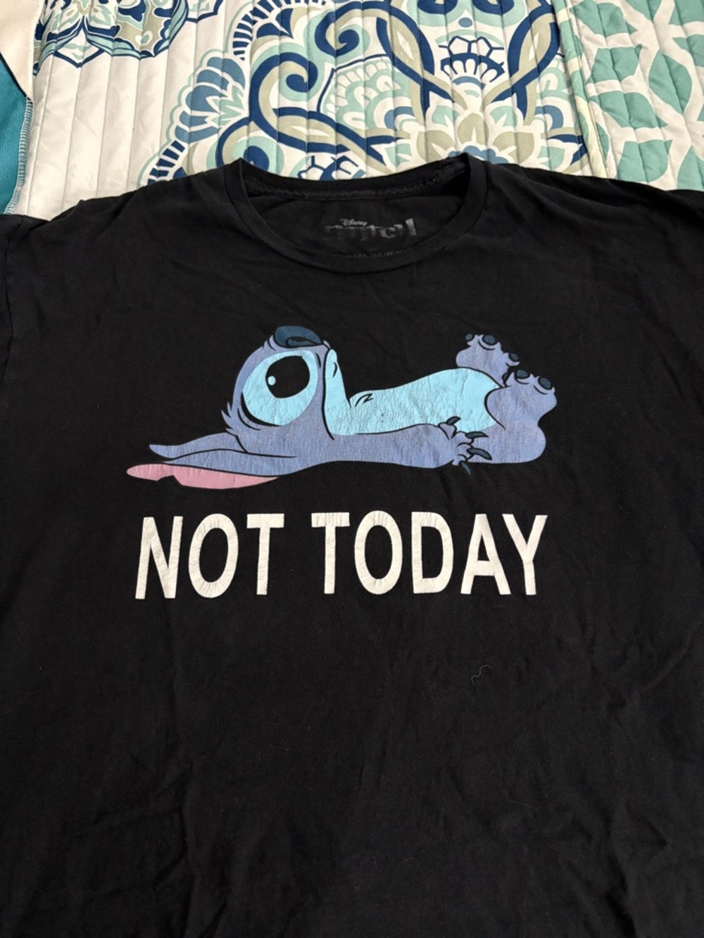 Disney Black Stitch Graphic Tee with Faded White Print